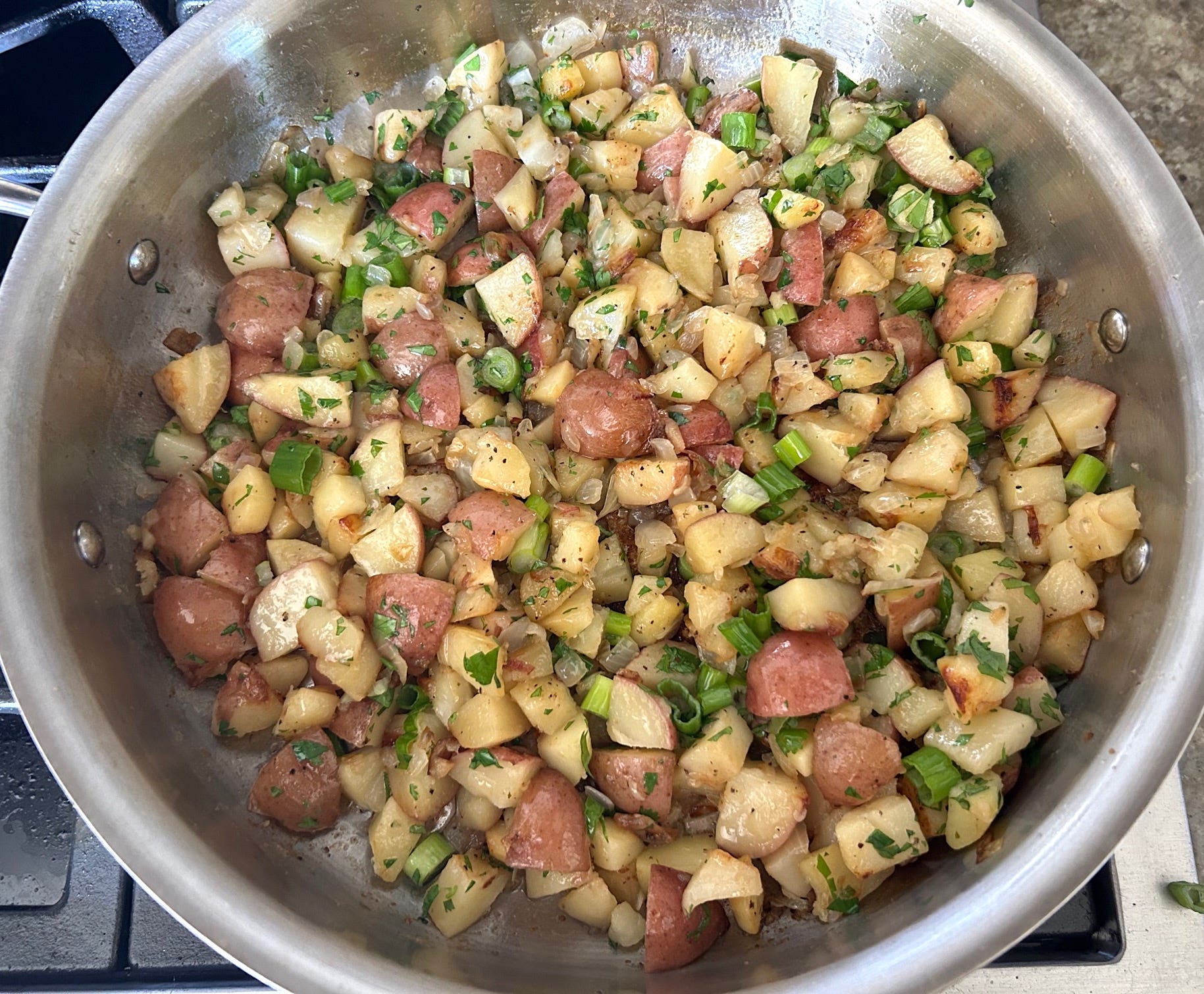 Cooking potatoes for Ina Garten's Hashed Brown Potatoes