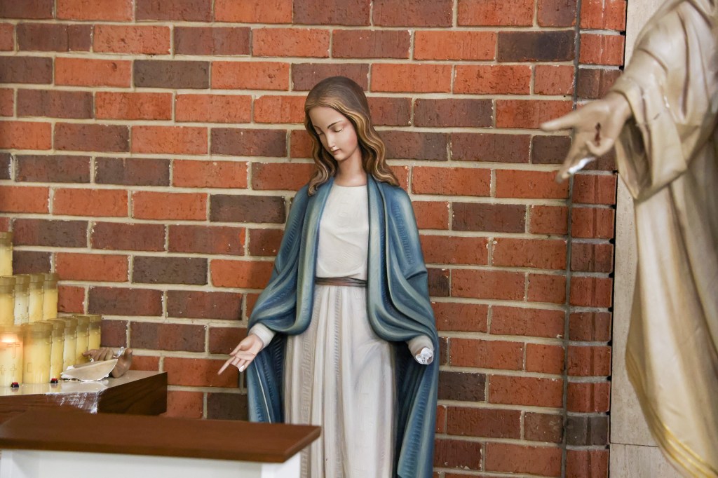 A second statue that was damaged during the outburst.
