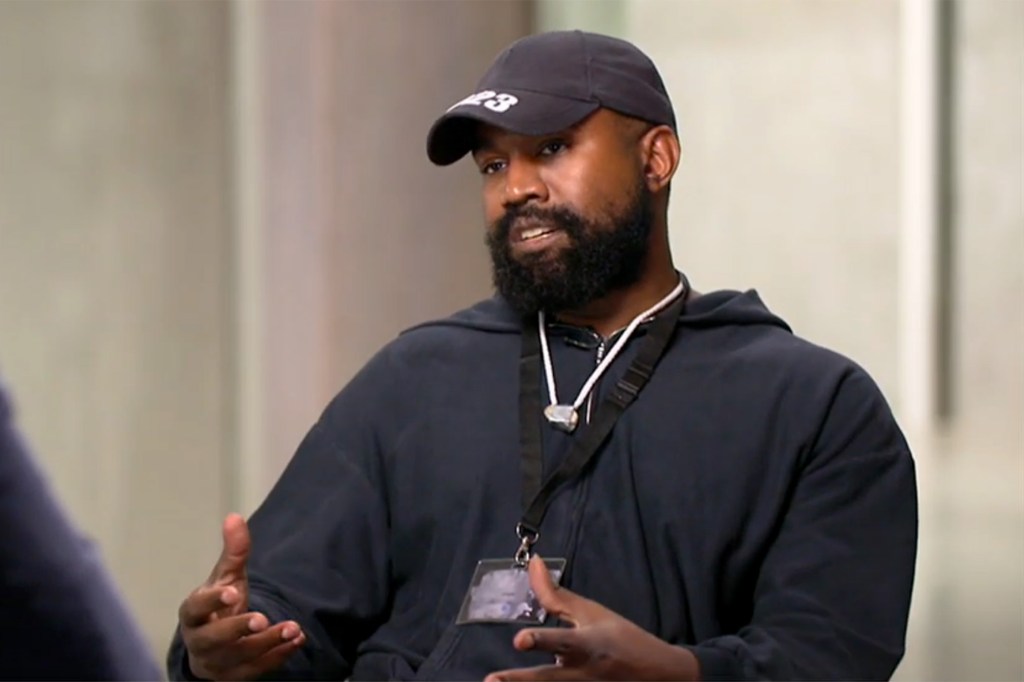 Kanye West on a Tucker Carlson interview in October 2022.