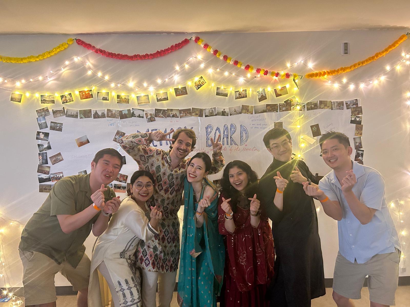 Ryan Wall (third from left) celebrating Diwali with his classmates from the National University of Singapore.