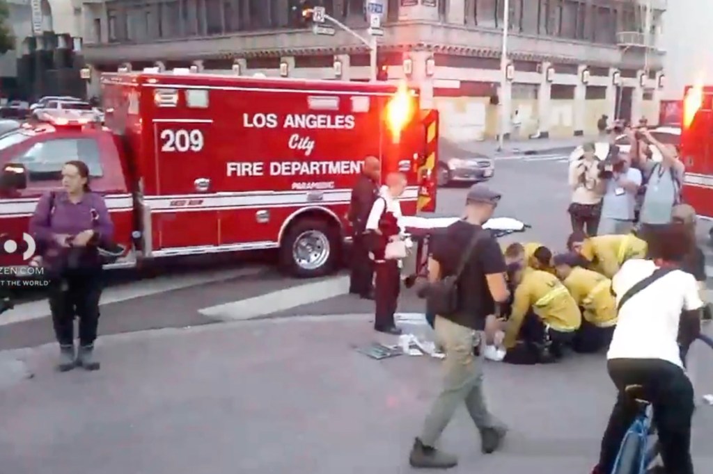 First responders at the scene of the hit and run in LA.