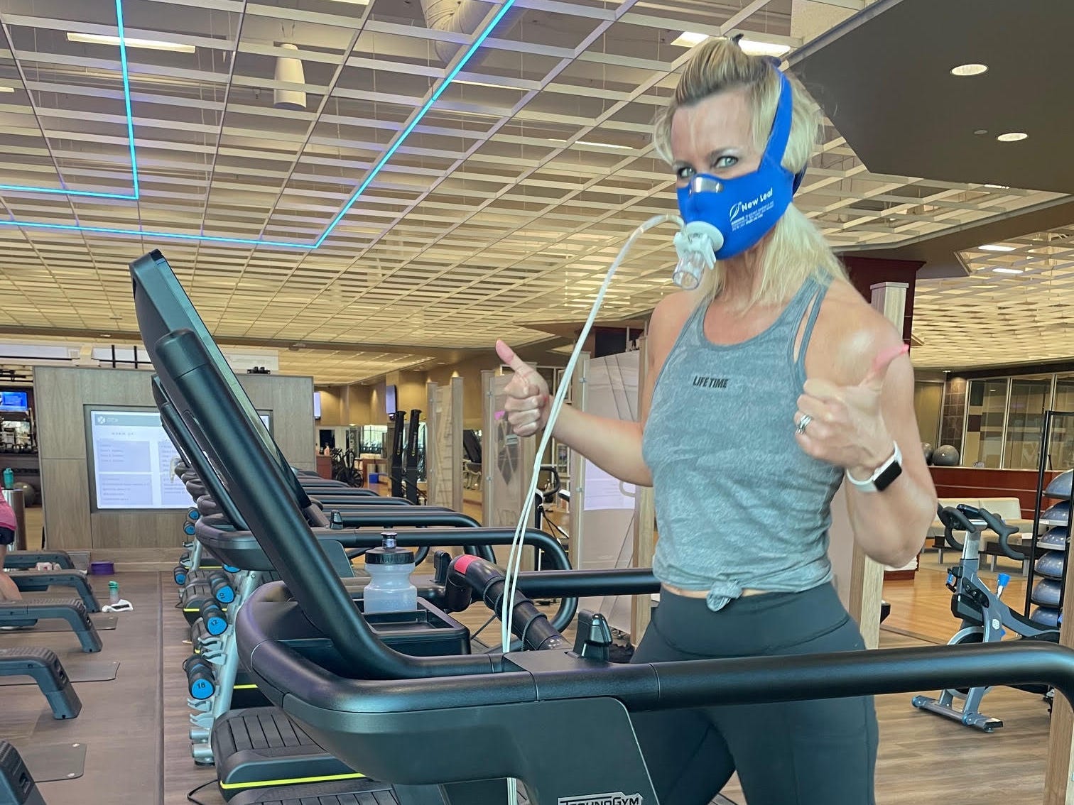 Natalie Bushaw on a treadmill getting an active metabolic assessment