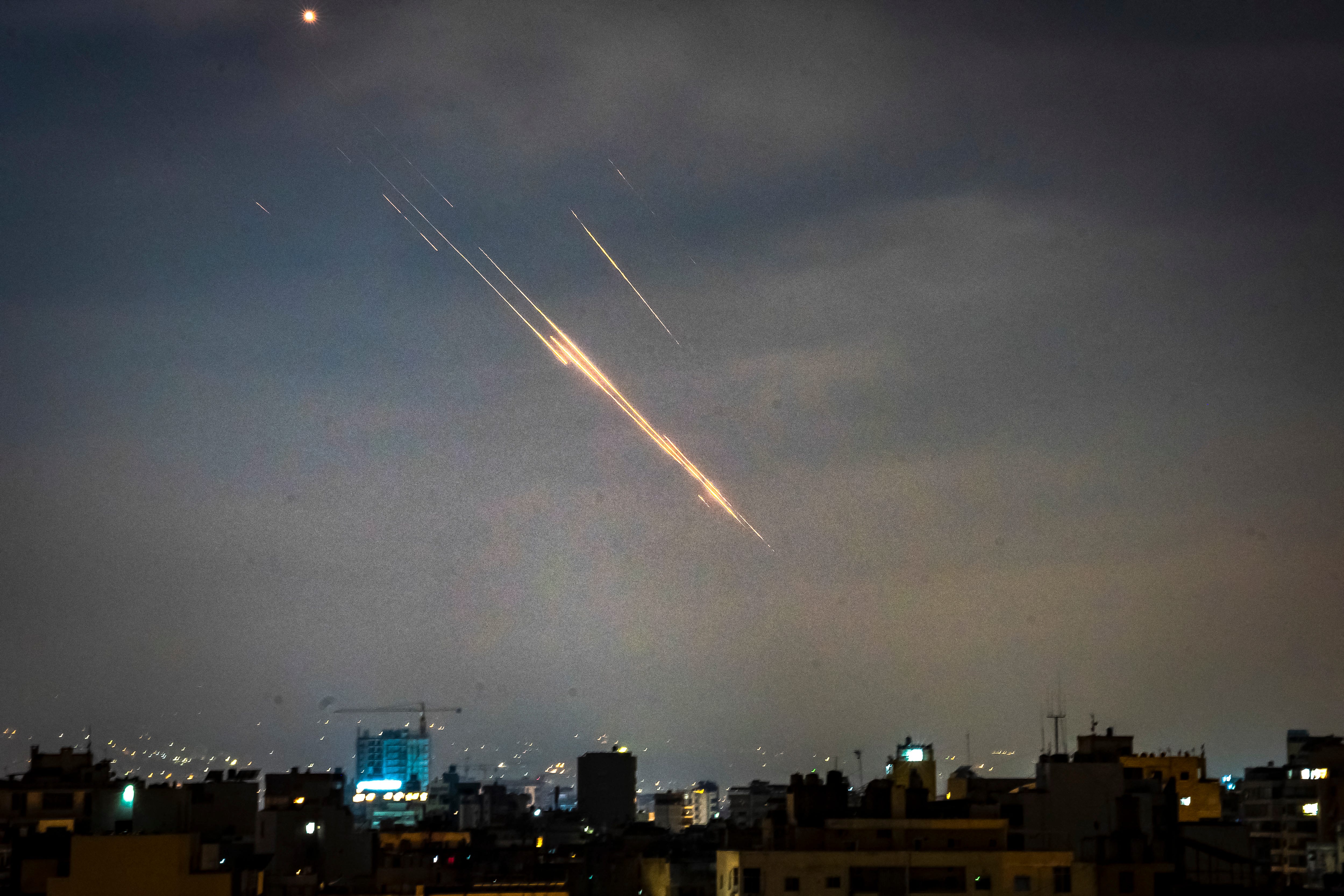 Iranian missiles face off against Israeli interceptive missiles over Beirut, Lebanon. June 14 2025.
