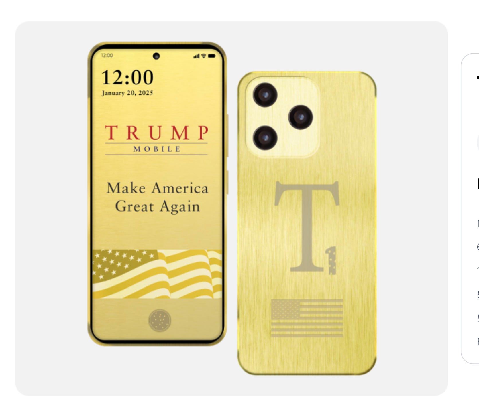 An image of the T1 phone from Trump Mobile