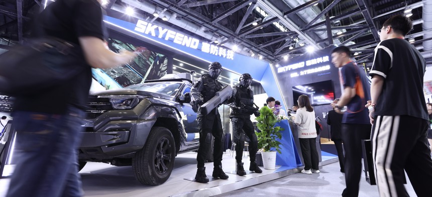 UAV monitoring and jamming devices on display at the 10th China Military Intelligent Technology Expo in Beijing on May 15, 2025.
