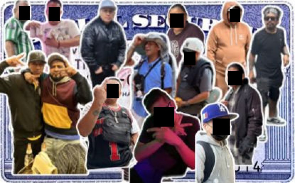 Collage of photos of gang members.
