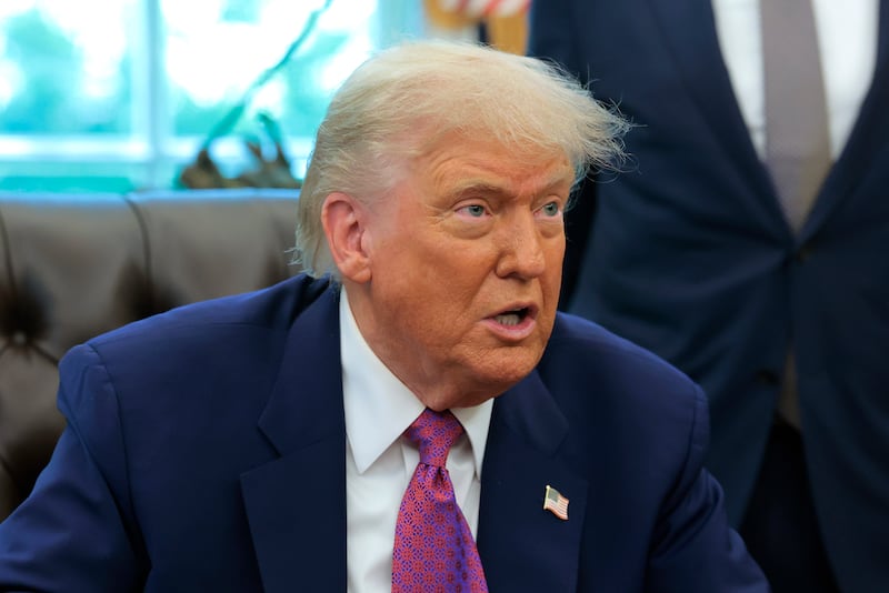 President Donald Trump answering questions in the Oval Office on June 10, 2025 floated without evidence that Lisa Monaco was behind the alleged use of the autopen in the Biden administration.