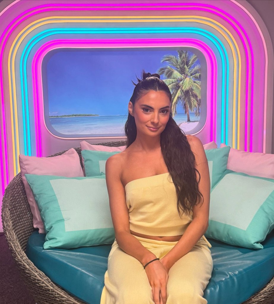 Paige DeSorbo hosts a challenge on Love Island USA