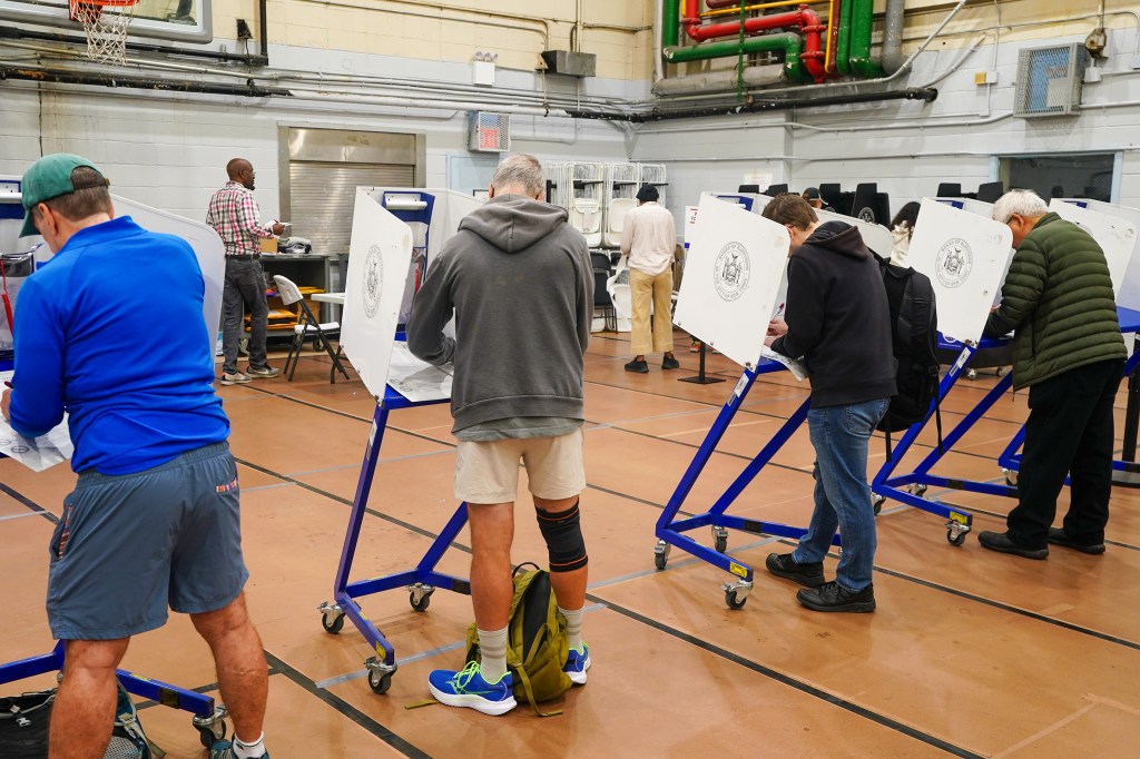 People voting in a New York City mayoral primary election.