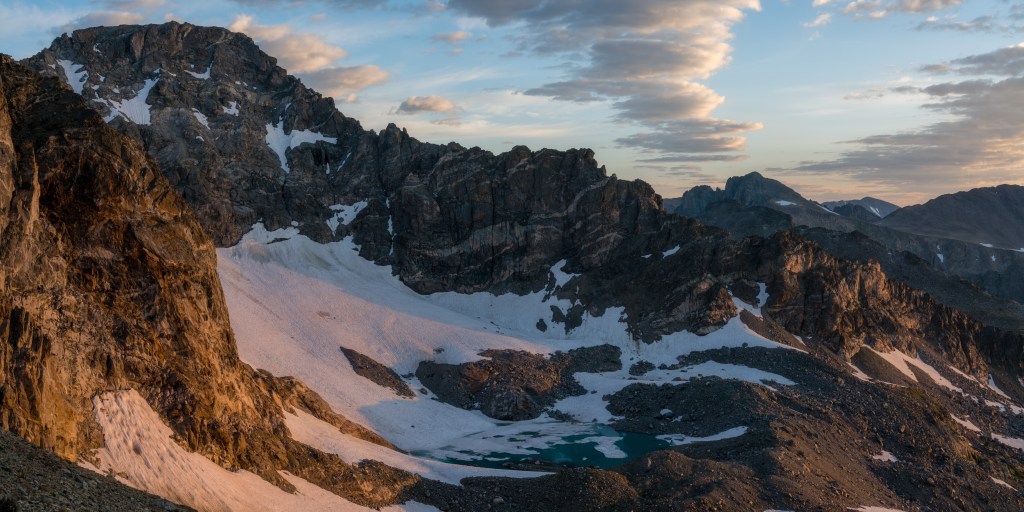 Arapaho Glacier in Colorado at sunrise.