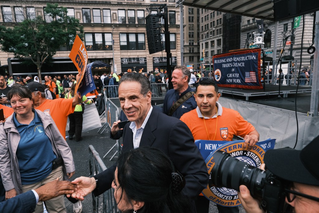 Andrew Cuomo at a union campaign rally in Union Square.
