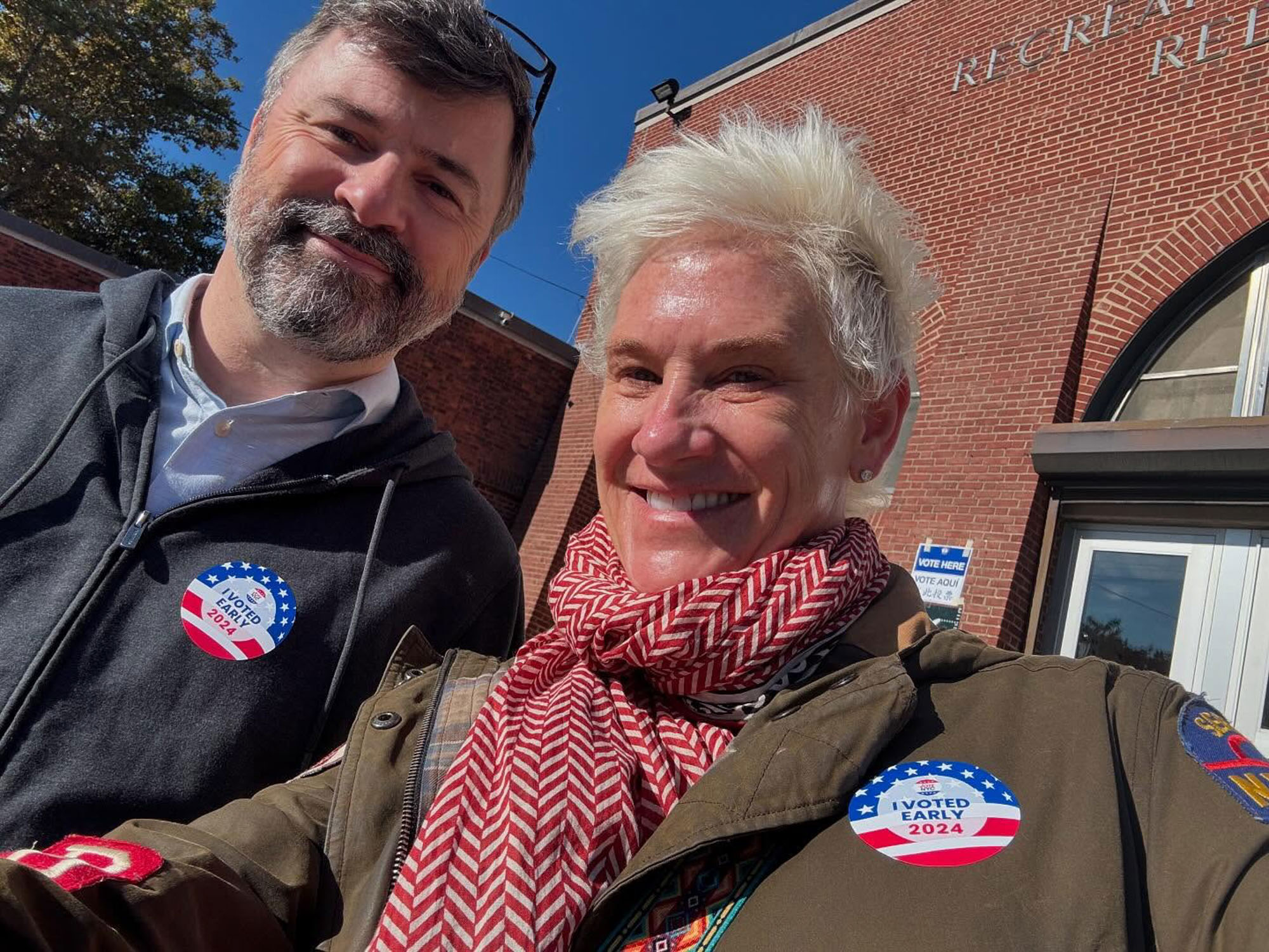 A selfie of Anne Burrell and her husband, Stuart.