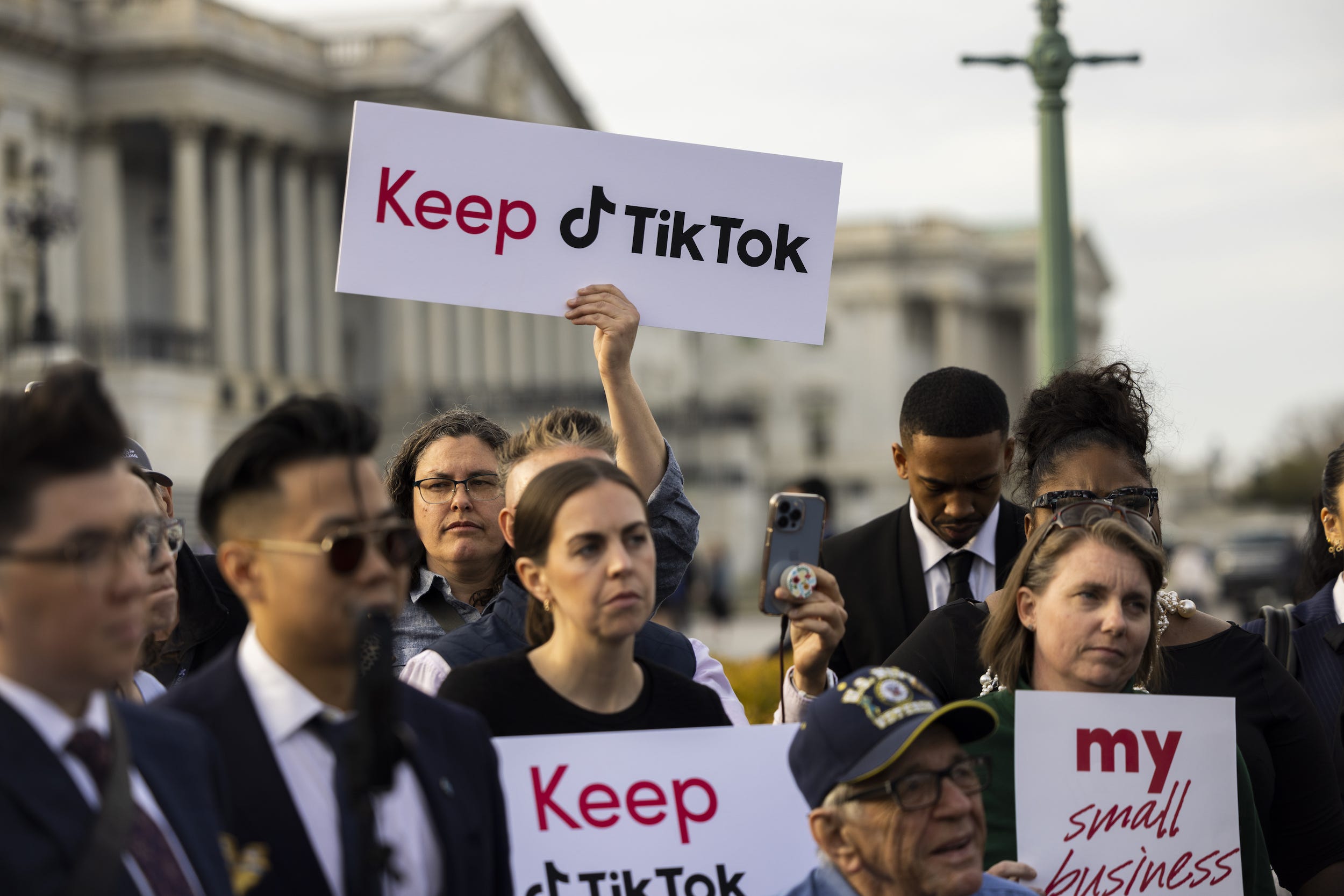 TikTok content creators gather outside the Capitol