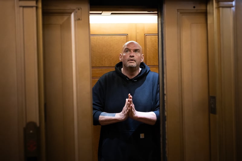 Senator John Fetterman (D-PA) enters an elevator ahead of a vote on May 7, 2025 at the U.S. Capitol in Washington