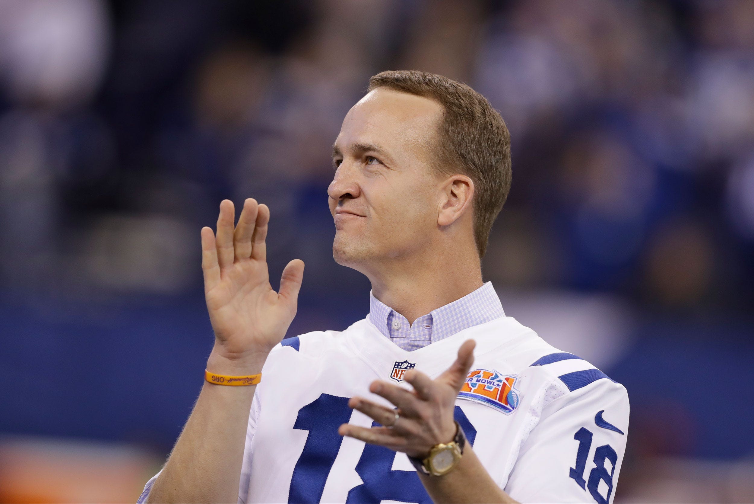 Peyton Manning is honored by the Colts in 2016.
