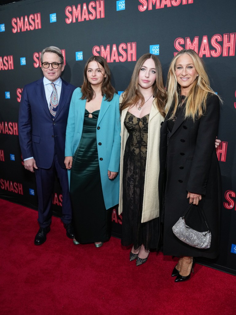 Matthew Broderick, Tabitha Hodge Broderick, Marion Loretta Elwell Broderick and Sarah Jessica in a family photo