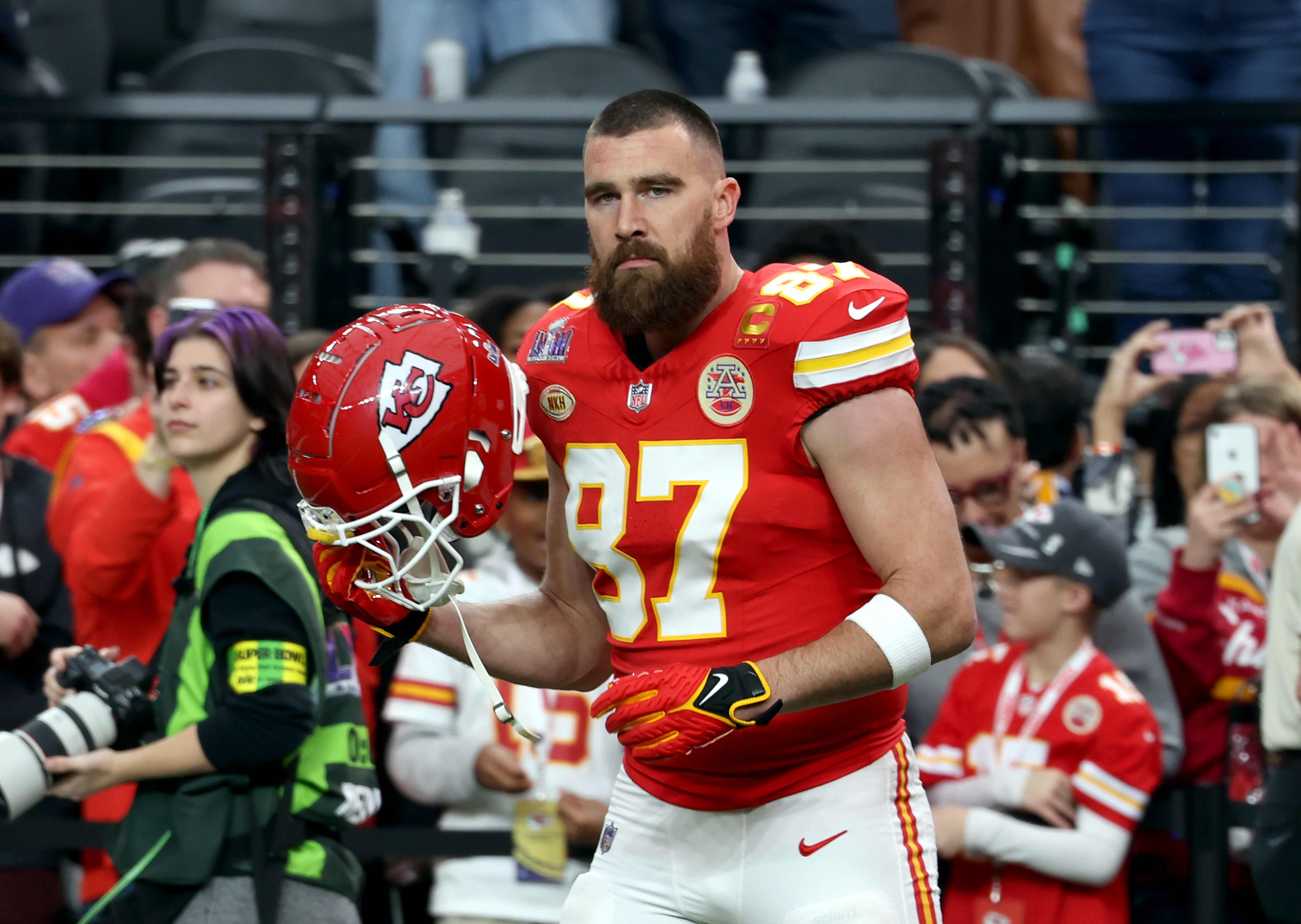 Travis Kelce at the 2024 Super Bowl