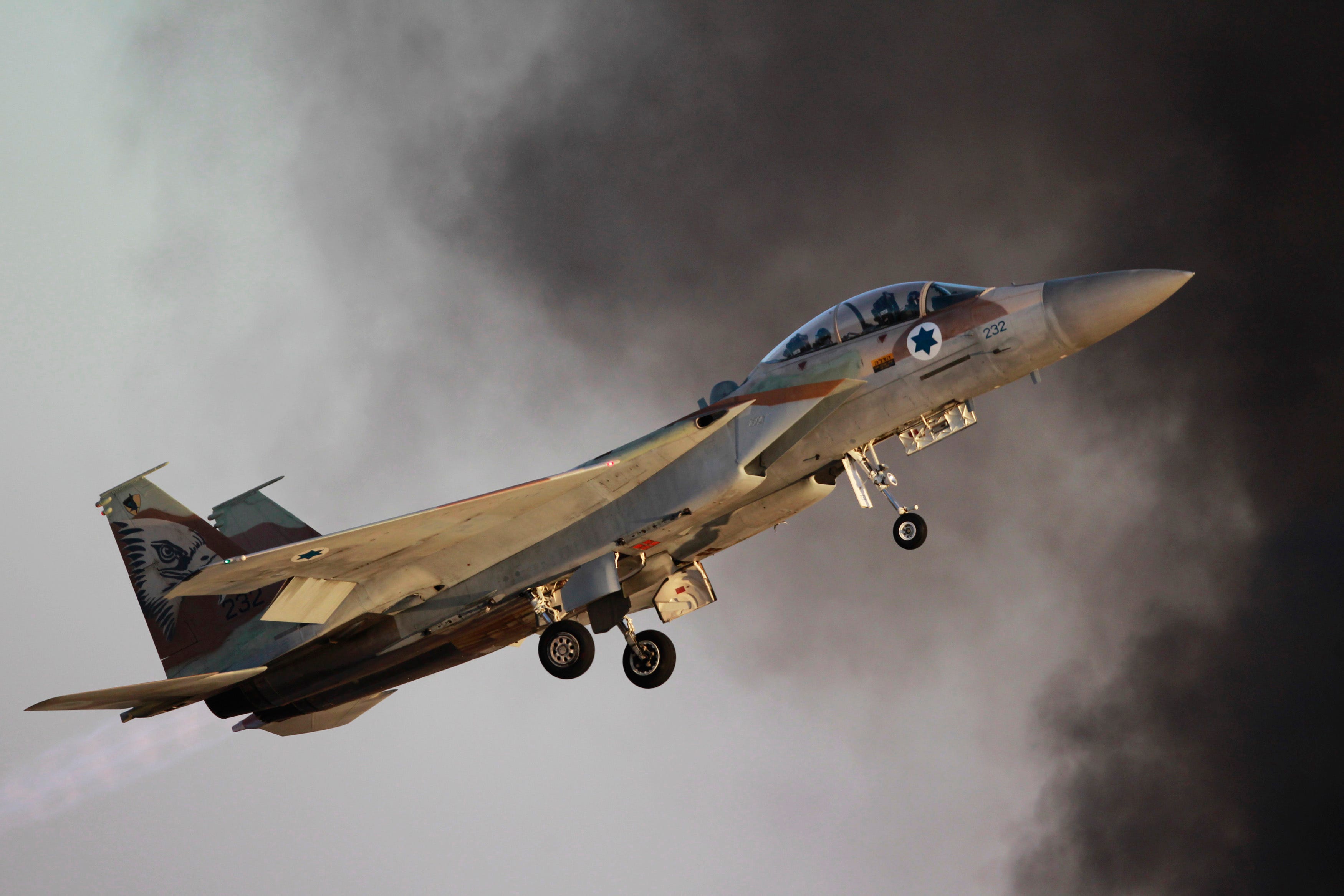 An Israeli Air Force F-15I fighter jet takes off.