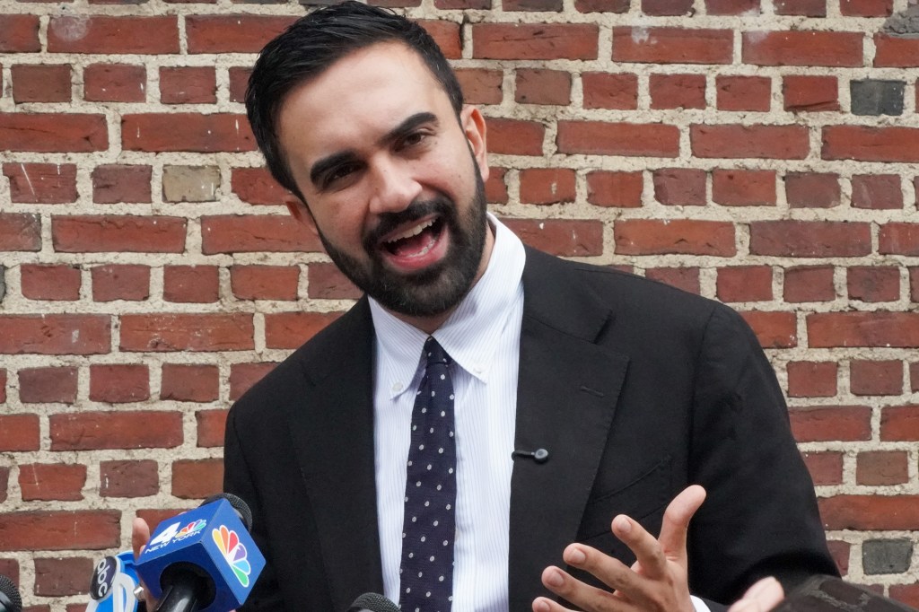Zohran Mamdani at a press conference.