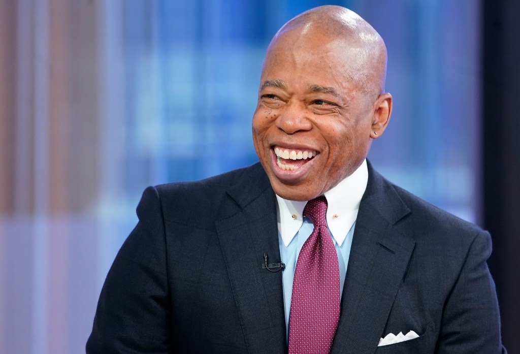Mayor Eric Adams smiling on Fox & Friends.
