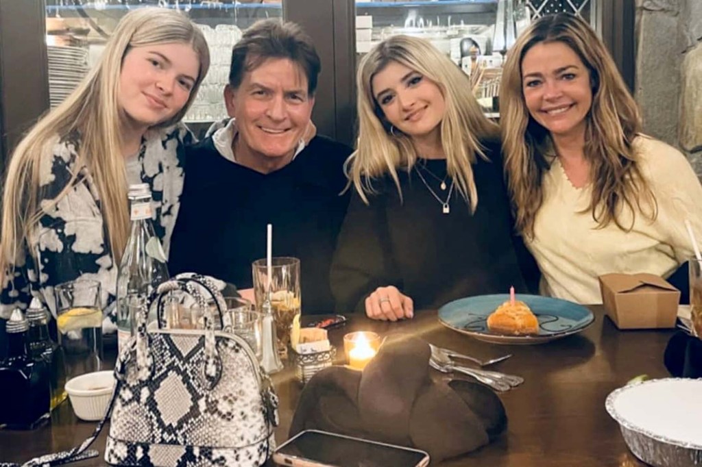 Sami and Lola Sheen with parents Denise Richards and Charlie Sheen. 