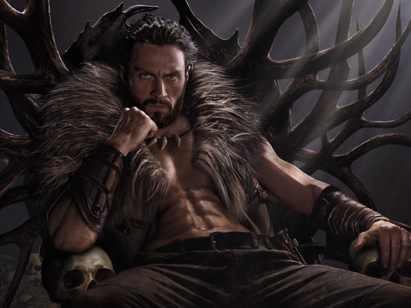 Aaron Taylor-Johnson in the first official poster for "Kraven the Hunter."