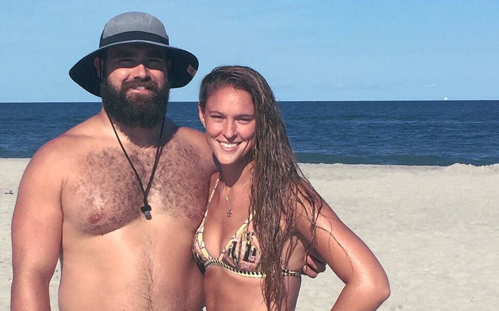 Jason and Kylie Kelce at the beach