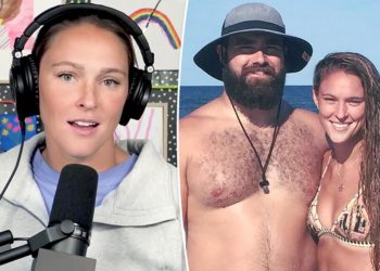 Kylie Kelce scolds husband Jason’s ‘drooling’ fans: ‘Put your tongues back in your mouth’