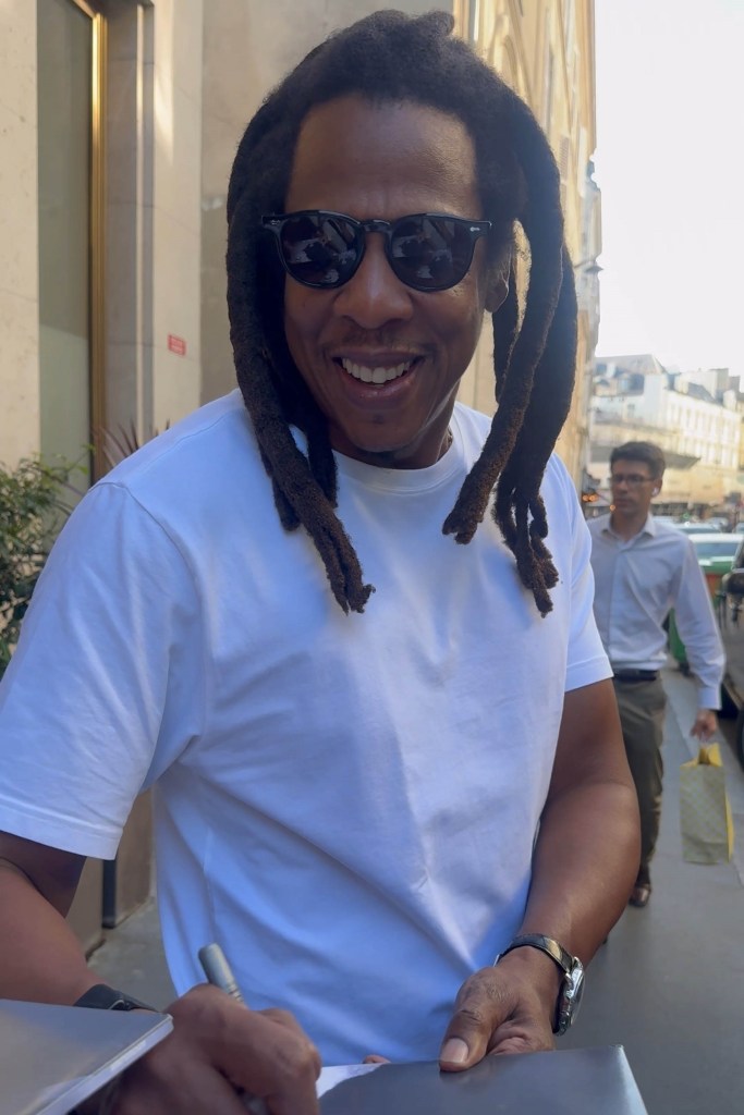 Jay-Z in Paris June 18 with daughter Blue Ivy. 