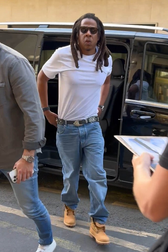 Jay-Z in Paris June 18 with daughter Blue Ivy. 