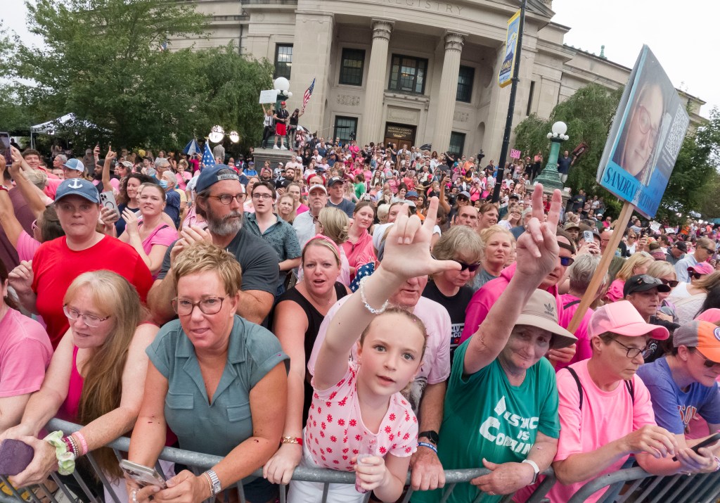 A crowd of Read's supporters outside the Massachusetts courtroom on June 18, 2025.