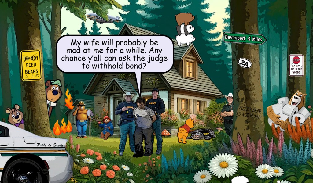 A cartoon graphic of the arrest created by the Polk County Sheriff's Office. 