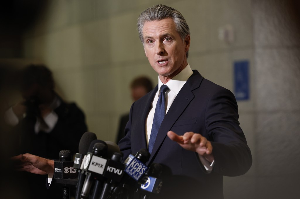 California Gov. Gavin Newsom speaks to the media after a federal judge halted President Donald Trump's orders to deploy the state's National Guard.