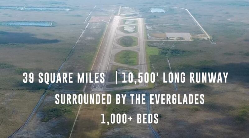 A screenshot from the video produced for a proposed illegal migrant detention center in Florida