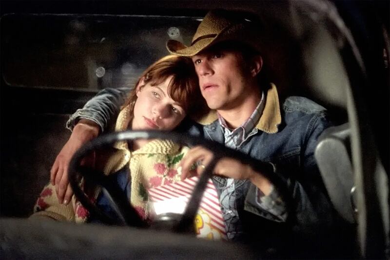 Michelle Williams and Heath Ledger in Brokeback Mountain.