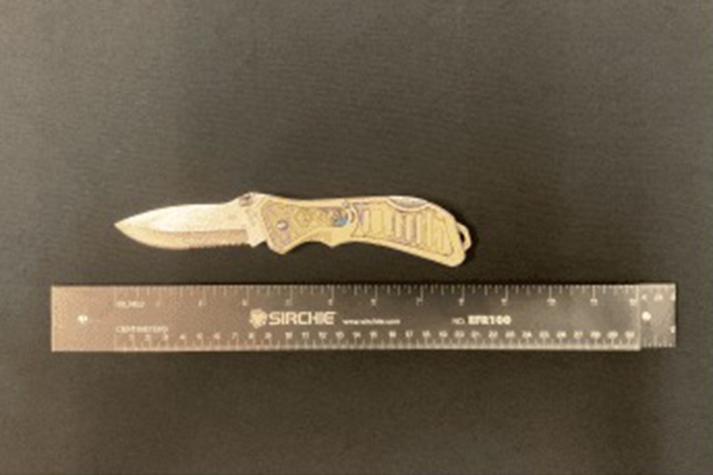 Knife used in a threat.