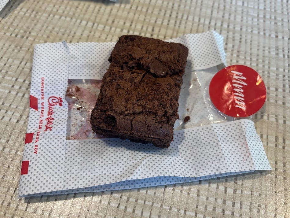 Brownie on Chick-fil-A  paper