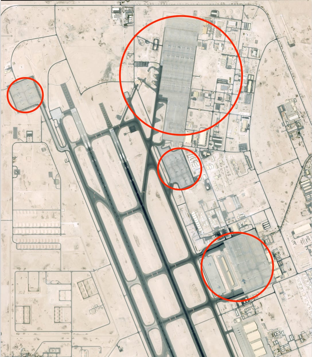 An image of an empty Al Udeid airbase on June 19, 2025.
