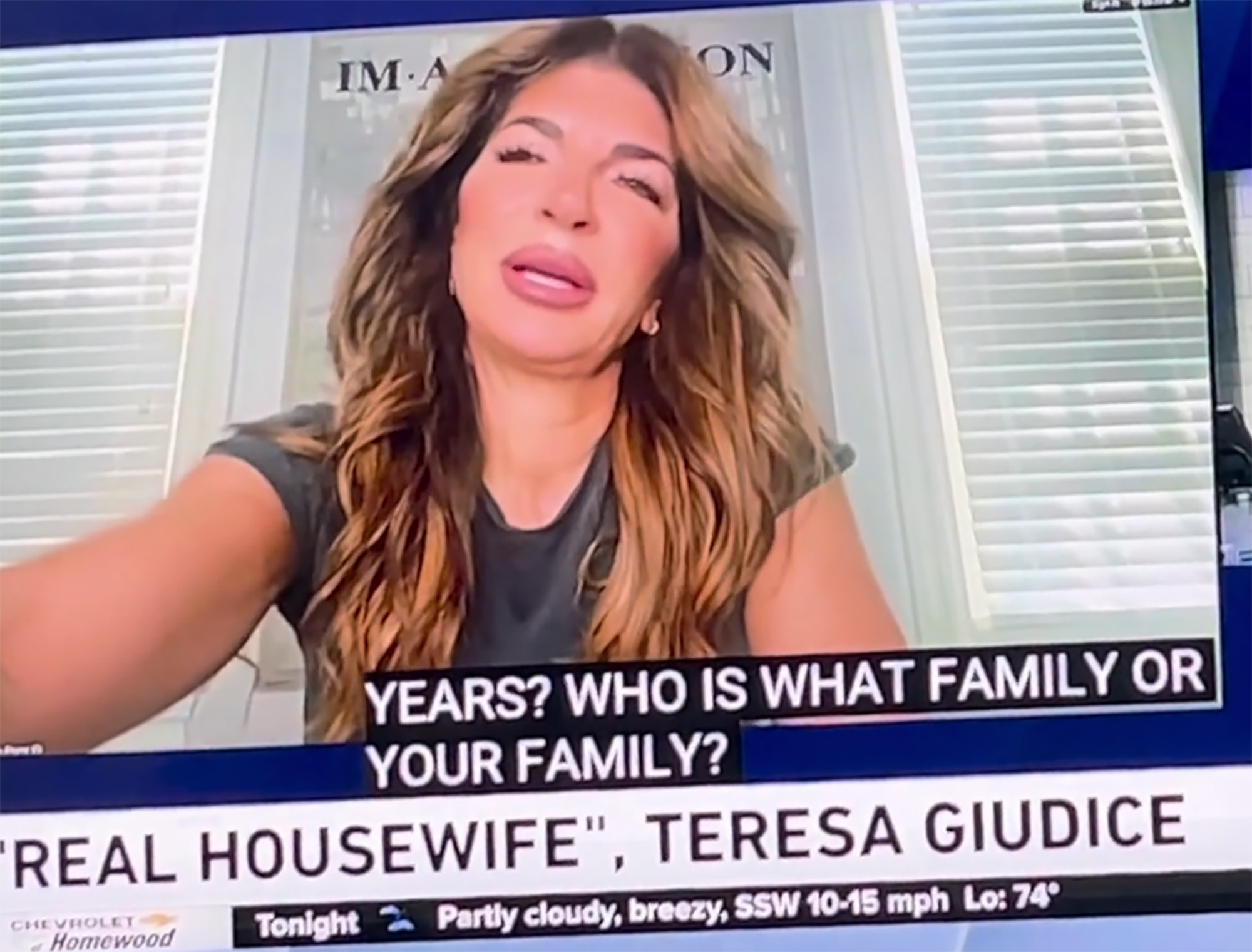 Teresa Giudice on a zoom call interview. 