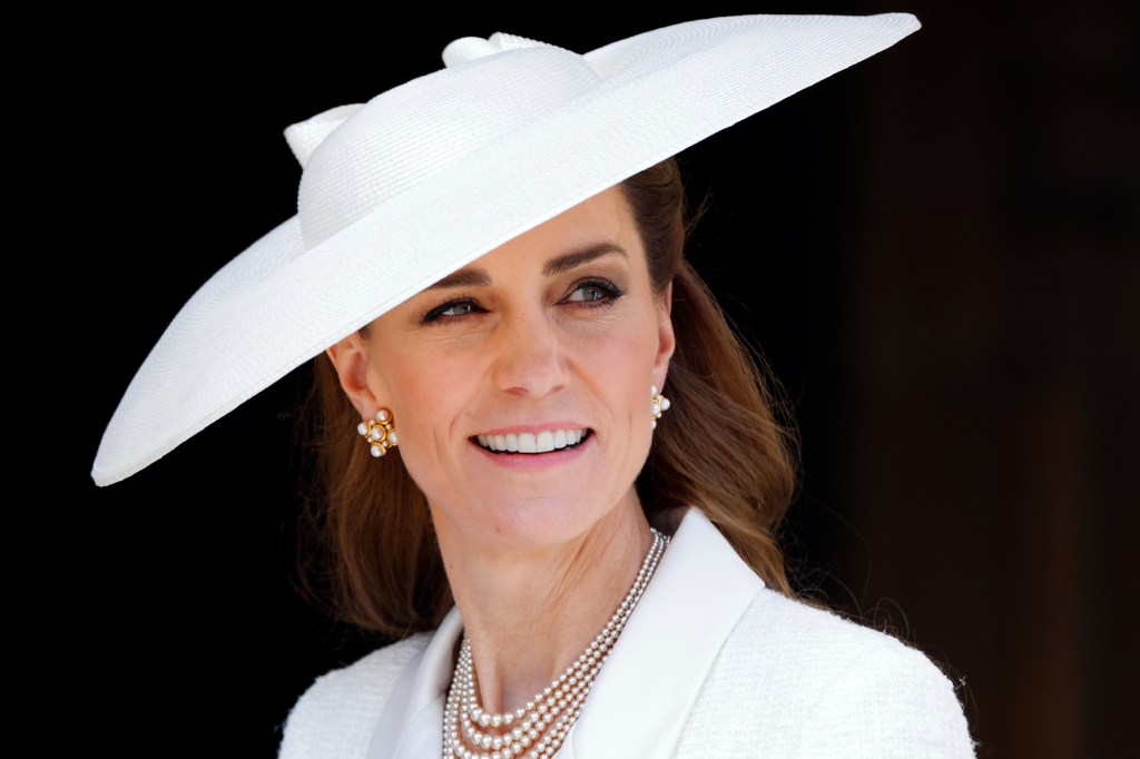 Close-up of Kate Middleton smiling.