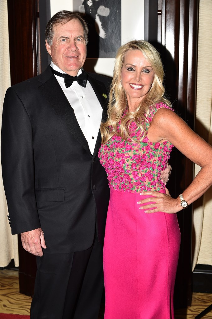 Bill Belichick (L) and Linda Holliday
