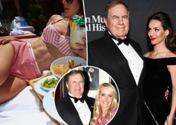 Jordon Hudson soaks up the sun in vintage ‘60s bikini after shading Bill Belichik’s ex