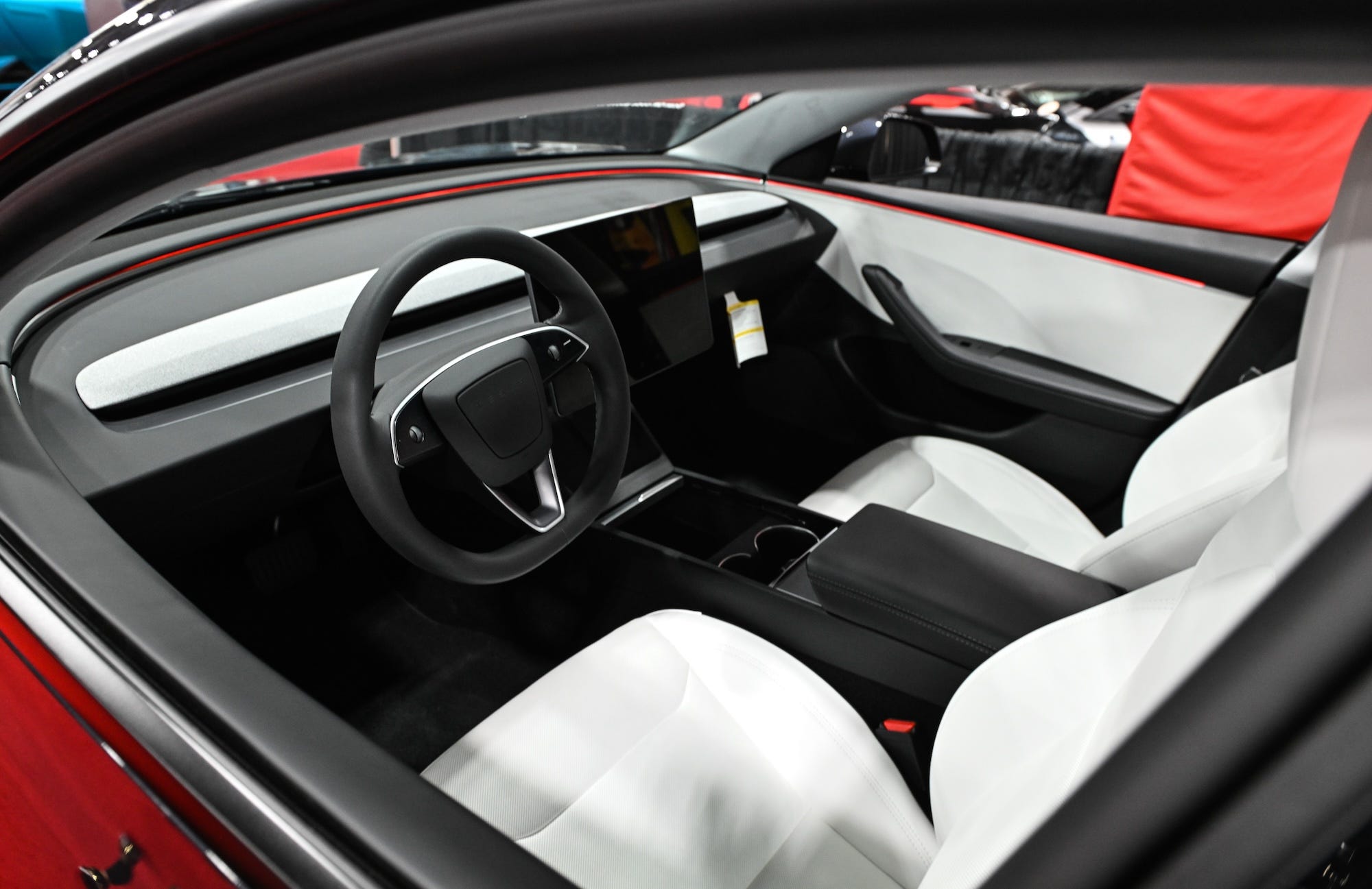 The interior of a Tesla Model Y.