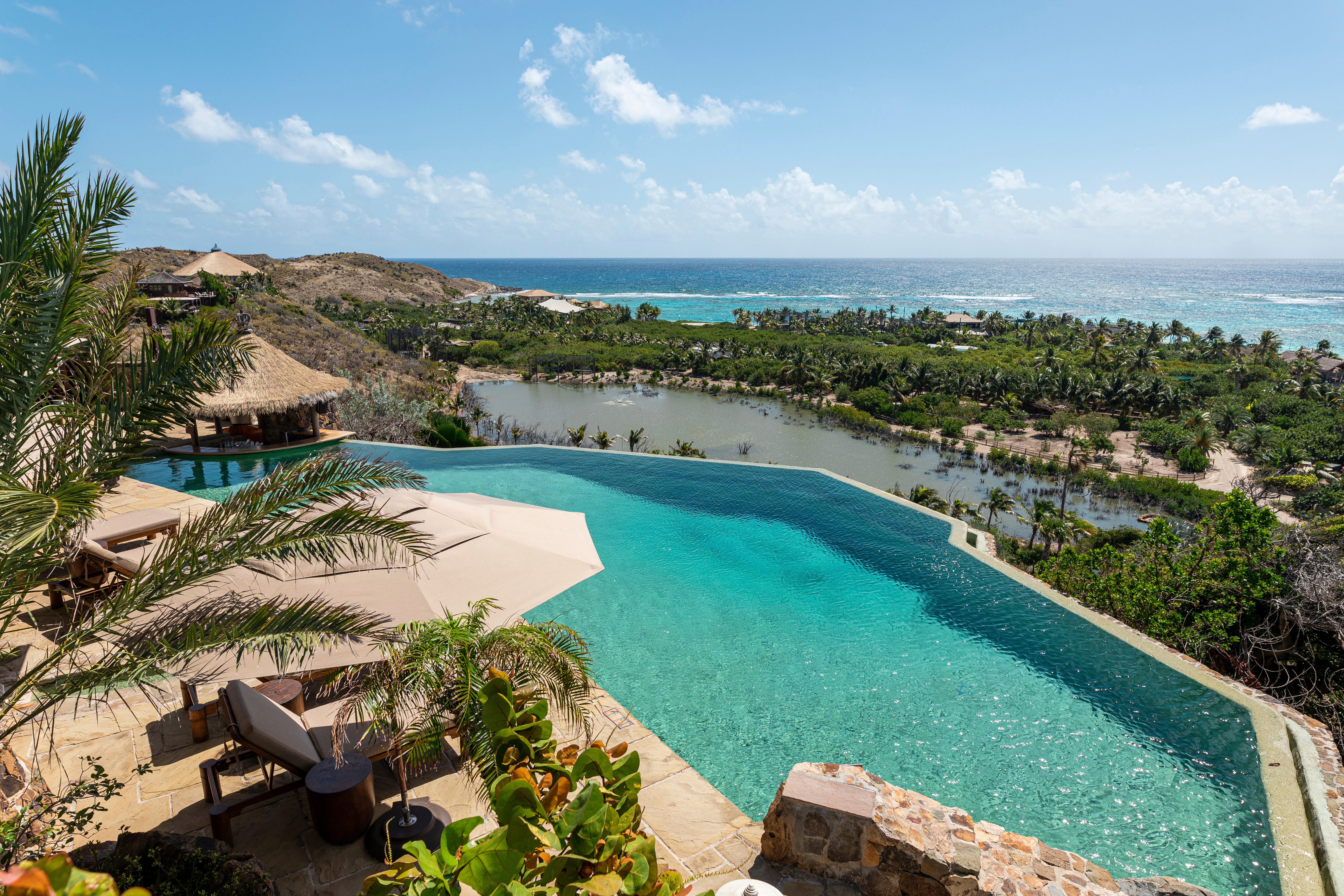 The Great House pool on Necker Island