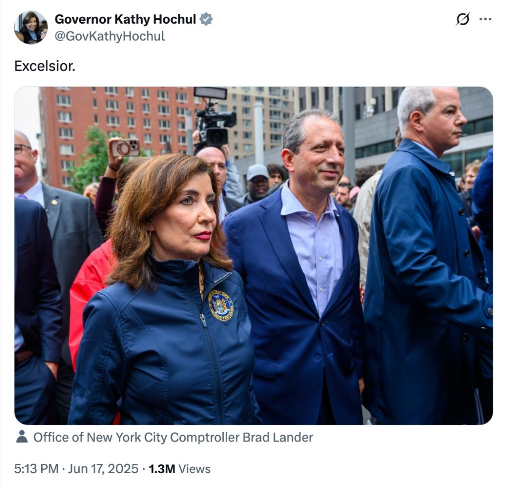Governor Kathy Hochul with Brad Lander and others.
