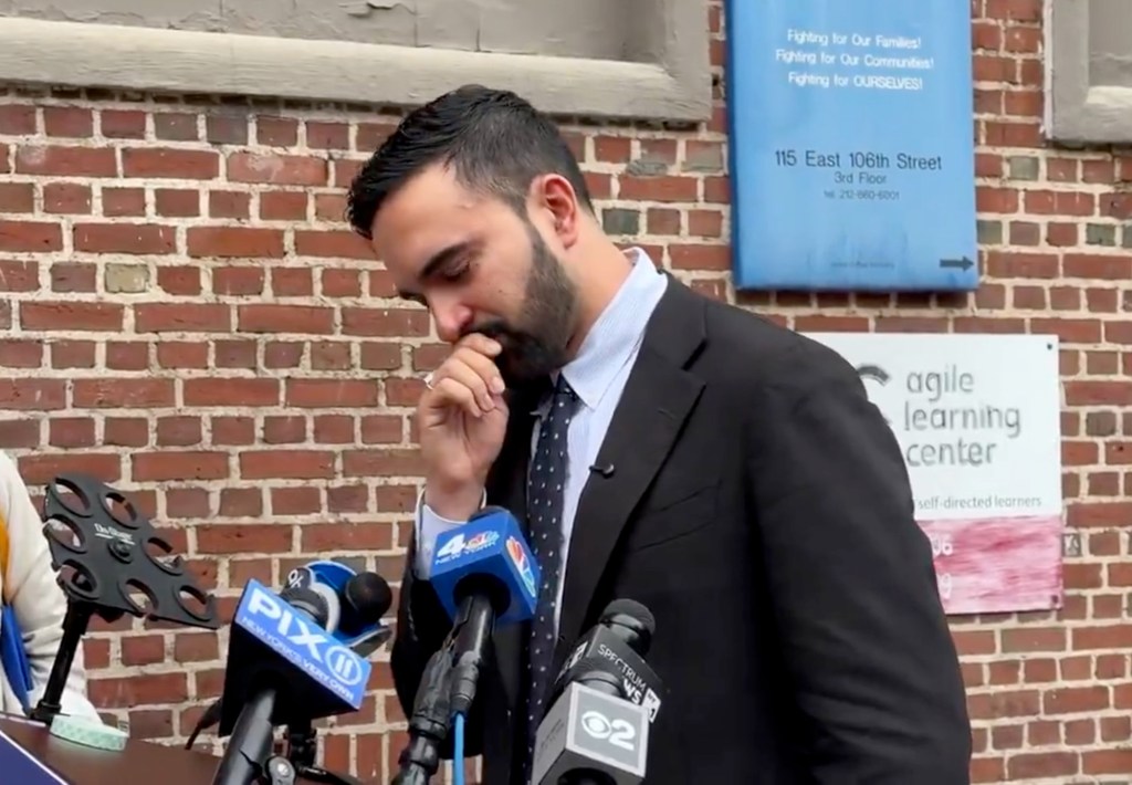 New York City mayoral candidate Zohran Mamdani emotional at press conference.