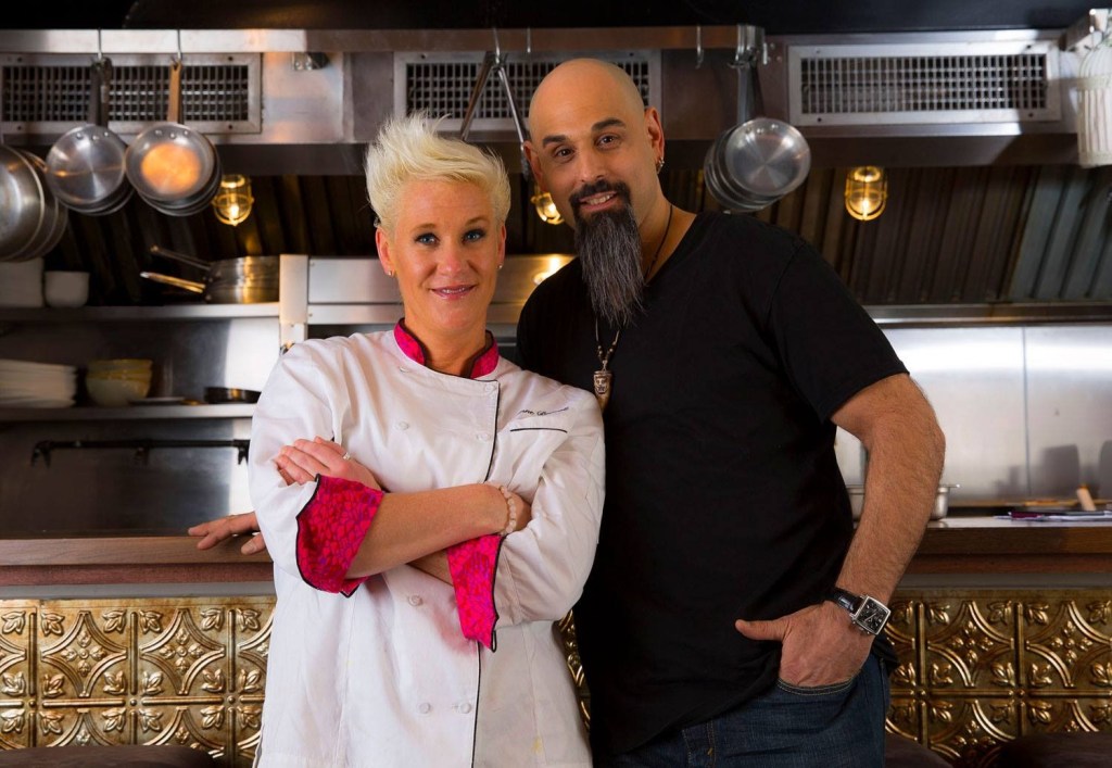 Anne Burrell with Phil Casacelli in the kitchen.