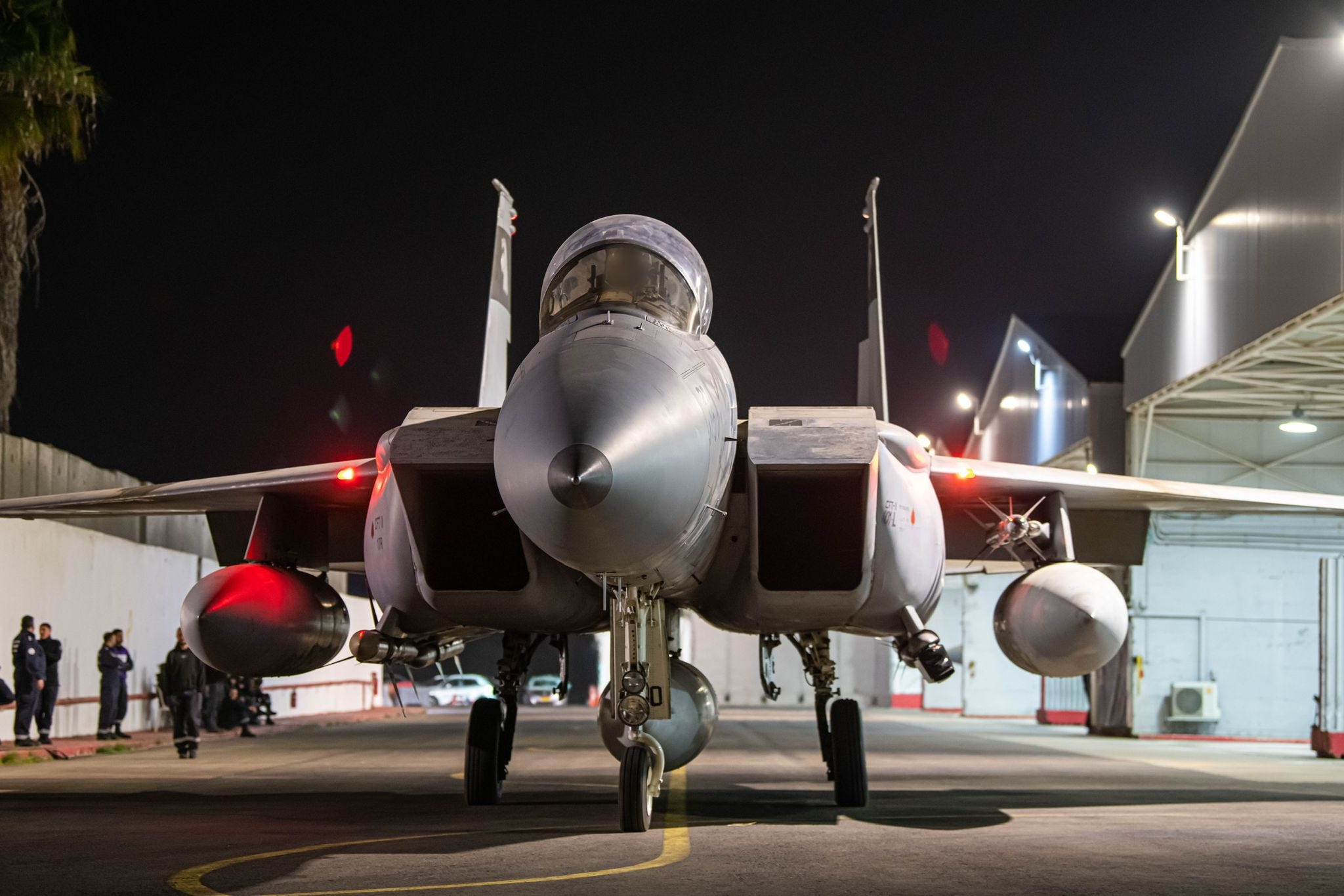 An Israeli Air Force fighter jet prepares for departure to carry out strikes in Iran.