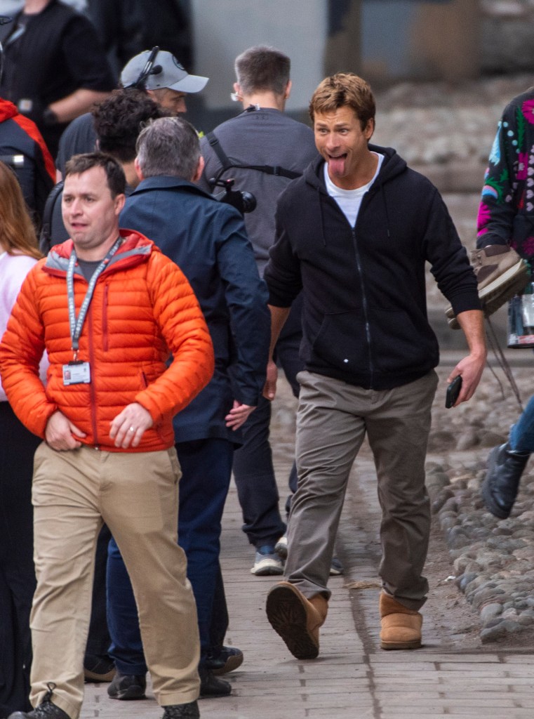 “Twisters” actor Glen Powell psychs himself up to film a scene in a J.J. Abrams movie in Scotland.