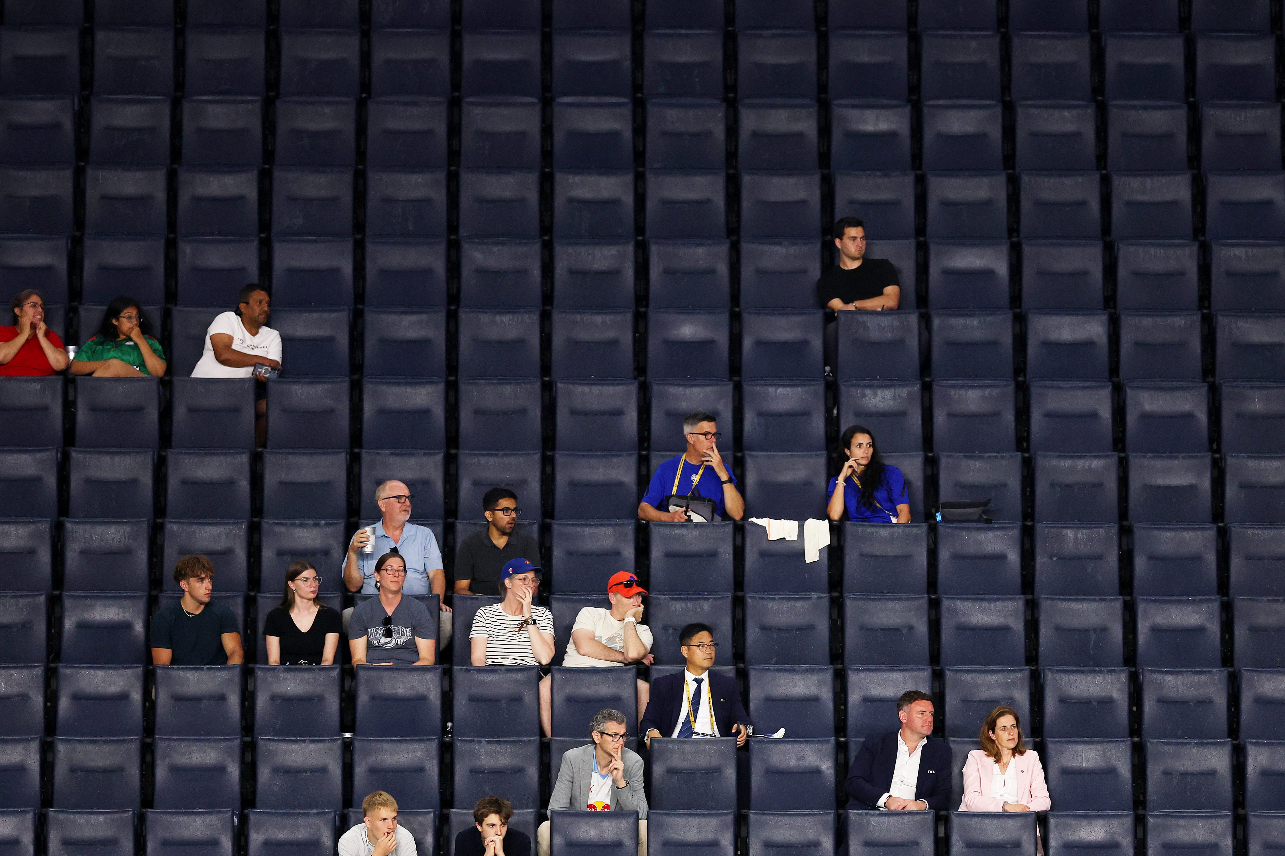 Fans look on with empty seats in view during the FIFA Club World Cup 2025 group H match between CF Pachuca and FC Salzburg at TQL Stadium on June 18, 2025 in Cincinnati, Ohio.